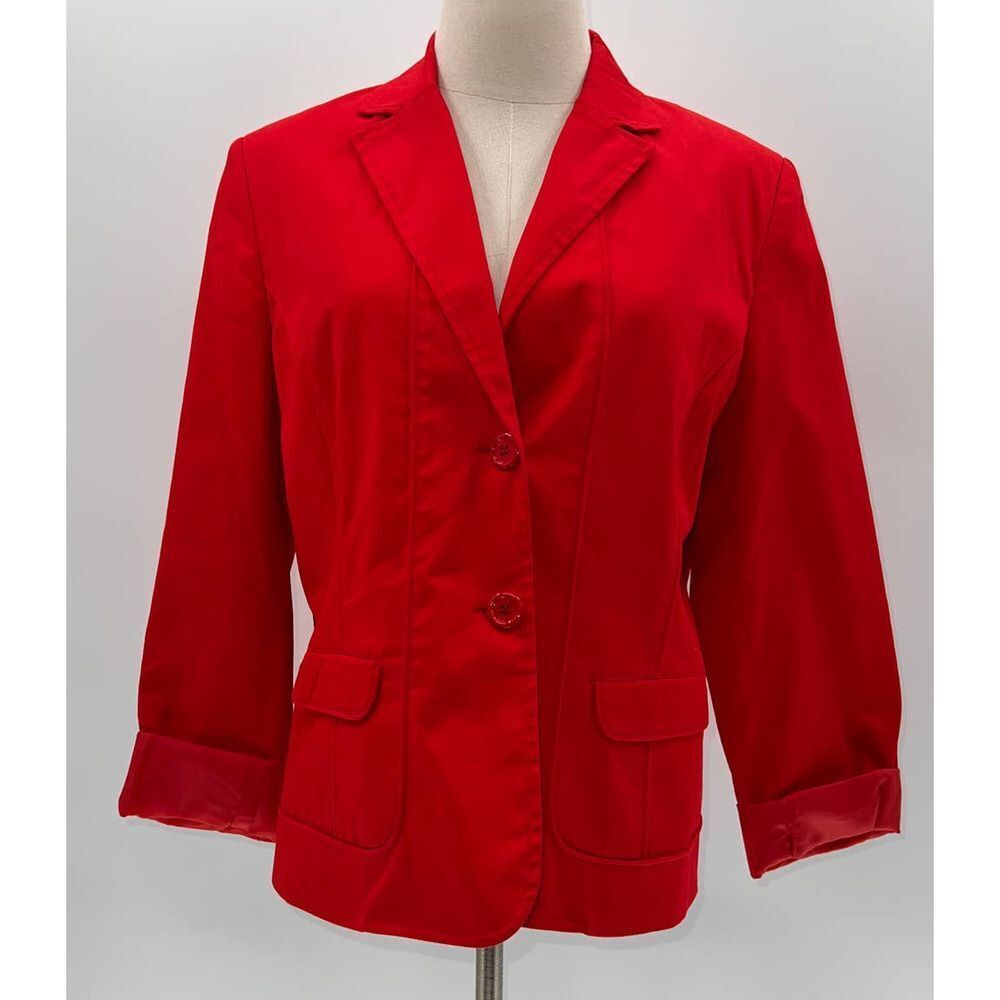 Chopin Roma Plus Size Made In Italy Lined Red Blazer- XL / IT 50 / EU 46